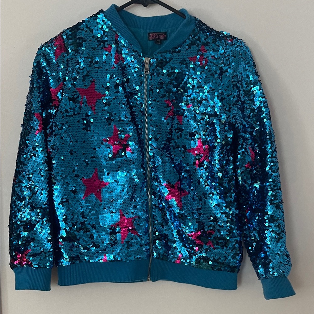 Jojo reversible Sequin Star Kids Jacket - Blue and Pink